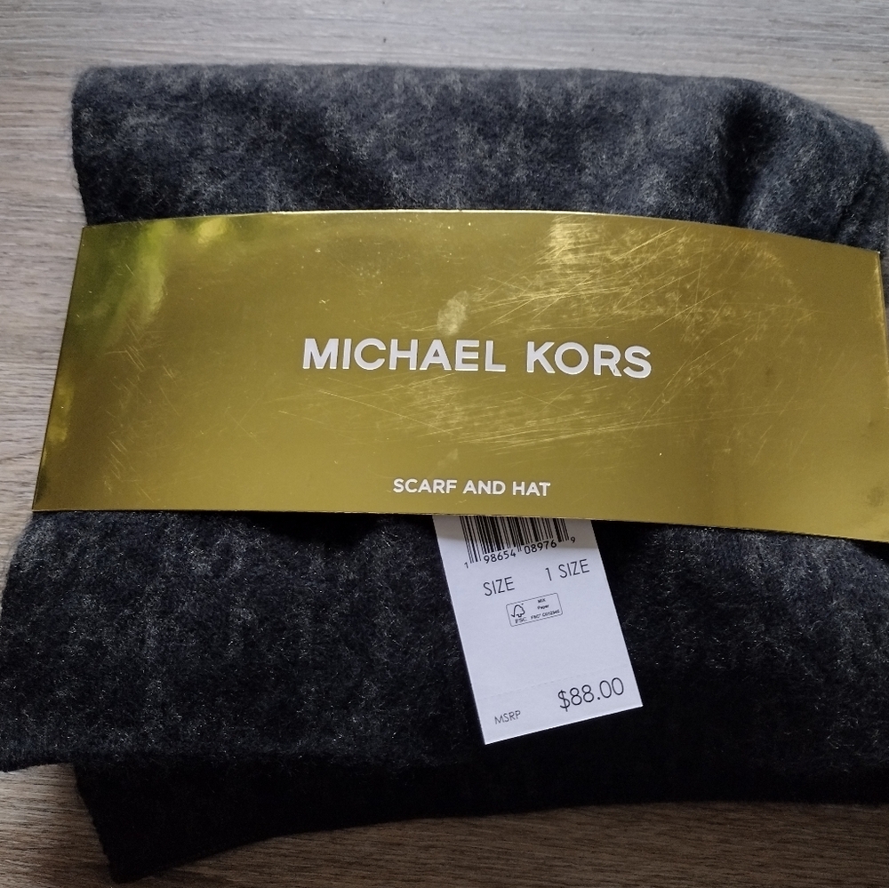 Michael Kors Gray Scarf and Hat Set